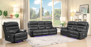 210" X 120" X 123" Gray Power Reclining Sofa Set