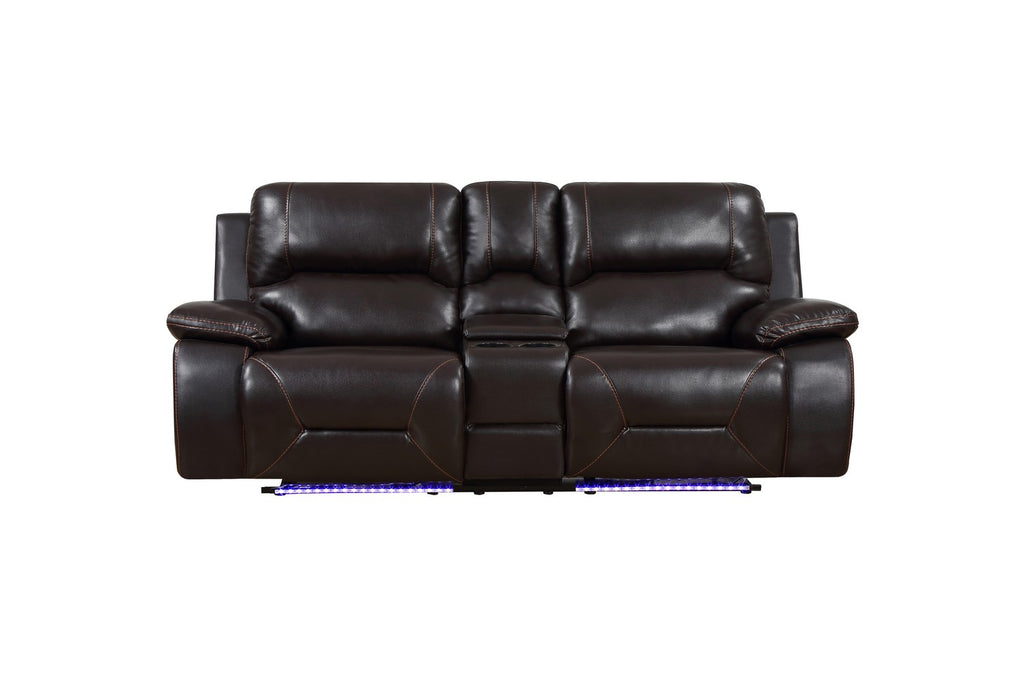 77" X 40" X 40" Brown Power Reclining Console Loveseat