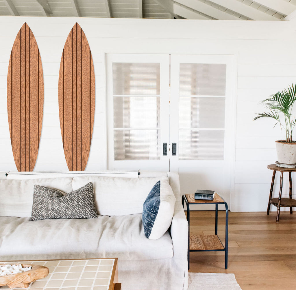 Natural Brown Thin Stripe Surfboard Wall Art