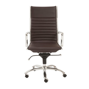 Brown Faux Leather Seat Swivel Adjustable Task Chair Leather Back Steel Frame