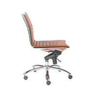 Brown Faux Leather Seat Swivel Adjustable Task Chair Leather Back Steel Frame