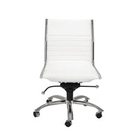 White Faux Leather Seat Swivel Adjustable Task Chair Leather Back Steel Frame