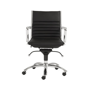 Black Faux Leather Seat Swivel Adjustable Task Chair Leather Back Steel Frame