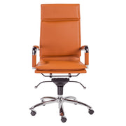 Brown Faux Leather Seat Swivel Adjustable Task Chair Leather Back Steel Frame