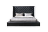 75" X 91" X 60" Black Faux Leather Queen Bed