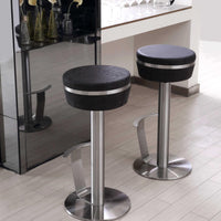 Pedestal Frame Black and Stainless Backless Barstool