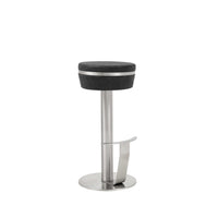 Pedestal Frame Black and Stainless Backless Barstool