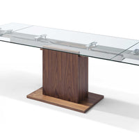 Contemporary Glass Extendable Pedestal Dining Table