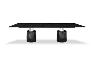 120" X 48" X 30" Black Marble Stainless Steel Dining Table