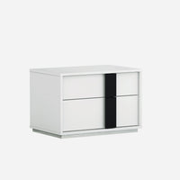 Contemporary White and Black 2 Drawer Nightstand