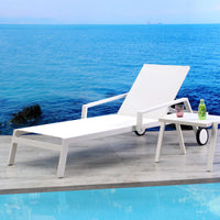 30" X 83" X 12" 20" White Aluminum Chaise