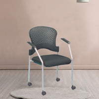 25" x 21" x 33.75" Grey Frame Plastic Fabric Guest Chair