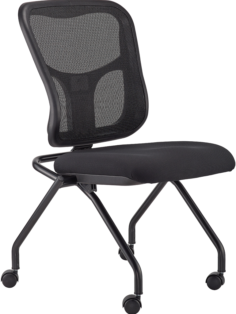 Set of 2 Ergonomic Black Mesh Rolling Guest Chairs