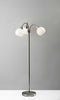 Floor Lamp Brushed Steel Metal Three Arm Adjustable Globes