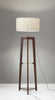 Walnut Wood Finish Floor Lamp with Glass Shelves