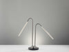 Two Brushed Steel Metal LED Tube Shades on Adjustable Desk Lamp