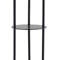 Black Wood Finish Floor Lamp with Circular Storage Shelves