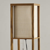 Floor Lamp with Natural Wood Finish Storage Shelves