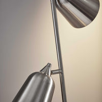 Brushed Steel Two Light Floor Lamp With Adjustable Shades