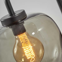 Smoked Glass Globe Shade with Vintage Edison Bulb and Matte Black Metal Wall Lamp