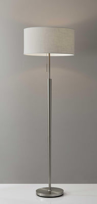 Floor Lamp Contemporary Brushed Steel Metal Tapered Pole