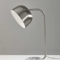 Brushed Steel Metal Adjustable Dome Shade and White Swirled Marble Base Desk Lamp