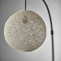 Floor Lamp with Bronze Metal Arc and Groovy Rattan String Ball Shade