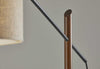 Sculptural Wood Floor Lamp with Adjustable Black Metal Arm