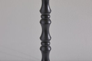 Black Natural Boho Turned Base Table Lamp