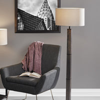 Black Wood Pillar Floor Lamp