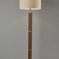 Walnut Wood Finish Pillar Floor Lamp