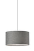 Heather Grey Fabric Shade Electric Drum Pendant