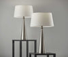 Set of 2 Contemporary Tapered Brushed Steel Metal Table Lamps