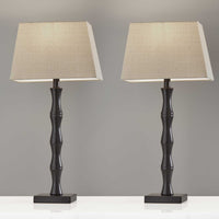 Set of 2 Black Metal Sculptural Table Lamps