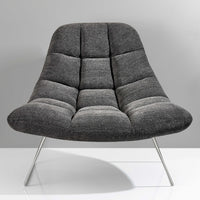 40" X 33" X 33" Dark Grey Soft Textured Fabric and Brushed Steel Chair