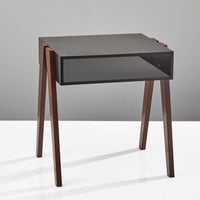 Modern Retro Black and Walnut Finish End Side Table