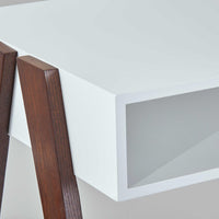 Modern Retro White and Walnut Finish Coffee Table