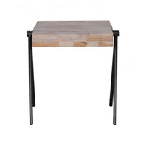 20" Modern Industrial Multi Grain Wood Side End Table