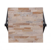 20" Modern Industrial Multi Grain Wood Side End Table