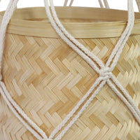 Neutral Woven Bamboo Macram Hanging Planter