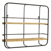 S 2 Farmhouse Wood Shelves with Black Metal Frame