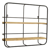 S 2 Farmhouse Wood Shelves with Black Metal Frame