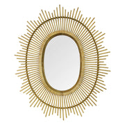 36" Oval Bamboo Wood Framed Wall Mirror