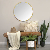 28" Aubrey Gold Metal Framed Wall Mirror