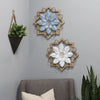 Light Blue Flower Metal &amp; Wood Framed Wall Art