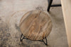 24" Round Charcoal Brown Ash Wood And Steel Bar Stool