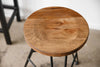 30" Round Natural Brown Ash Wood And Steel Bar Stool