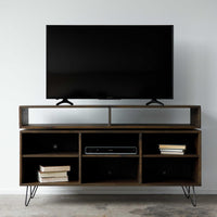 Warm Dark Finish 8 Compartment TV Stand or Media Center