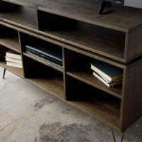 Warm Dark Finish 8 Compartment TV Stand or Media Center