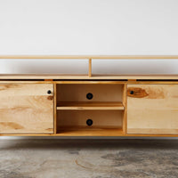 Natural Maple And Steel Multi Compartment TV Stand or Media Center